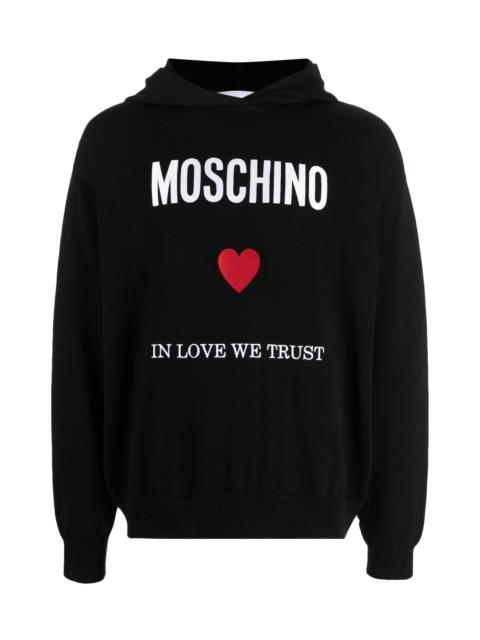 Moschino SLOGAN-PRINT COTTON HOODIE