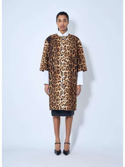 Prada Prada Women Single-Breasted Leopard Print Drill Coat