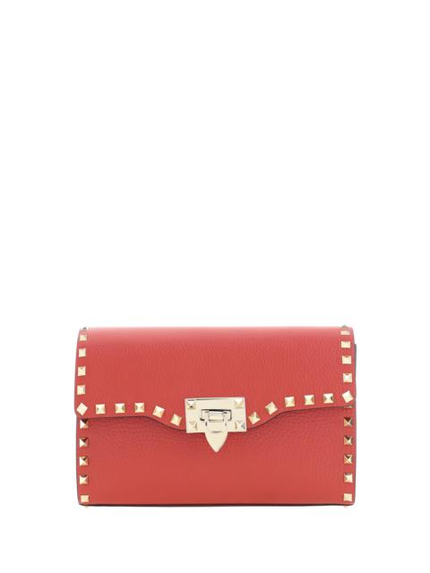 Valentino Valentino Garavani Small Rockstud Grained Calfskin Bag Red