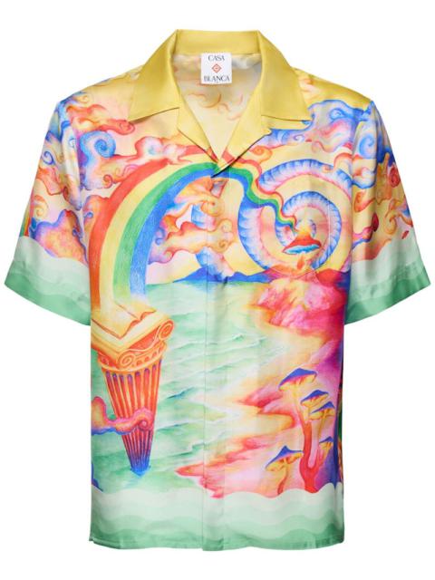 Cuban collar short sleeve silk shirt