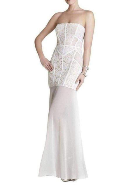 Other Designers Vivienne Lace Blocked Strapless Dress