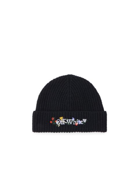 Off-White Floral Embroidered Beanie