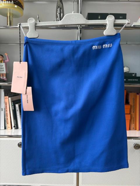 Miu Miu Miu Miu runway style Klein blue embroidered logo midi skirt