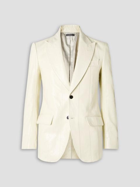 TOM FORD Slim-fit snake-effect leather blazer