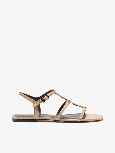 Larroudé Hana Flat Sandal Beige Raffia