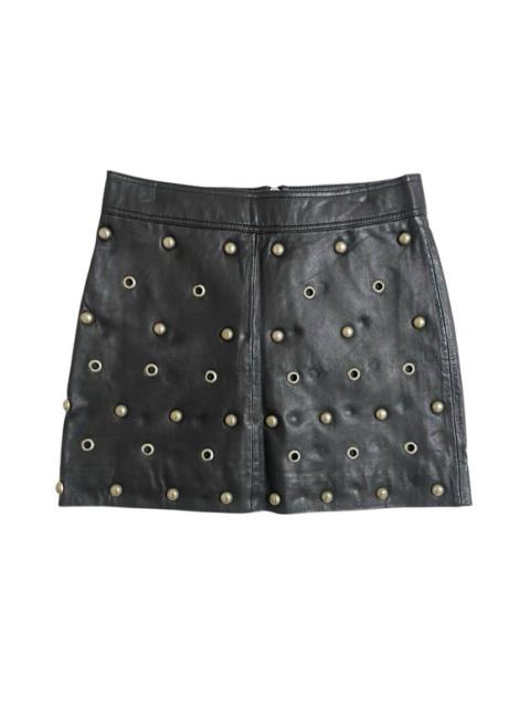Other Designers TOPSHOP Leather Mini Skirt Black Grommet Stud Mini Leather SZ 8 US NWT