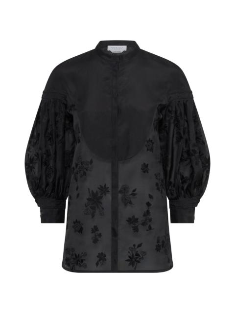 GABRIELA HEARST Sofia Mia's Flowers Blouse in Black Embroidered Silk Organza