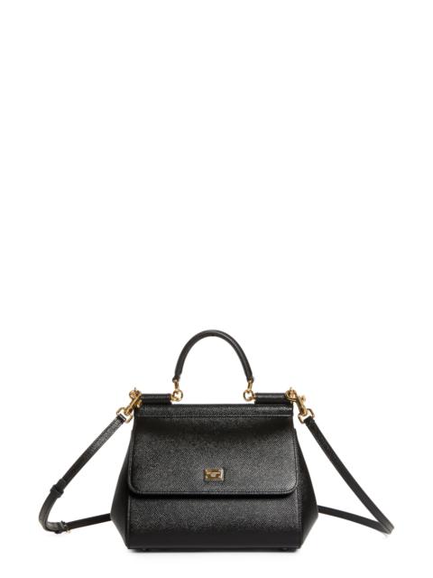Dolce & Gabbana Dolce&Gabbana Medium Sicily Leather Top Handle Bag in 80999 Black at Nordstrom