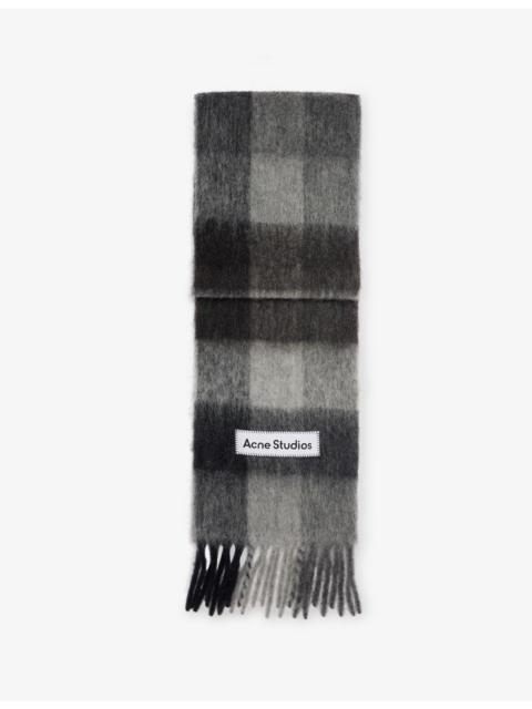 Acne Studios Checked Fringed Knitted Scarf
