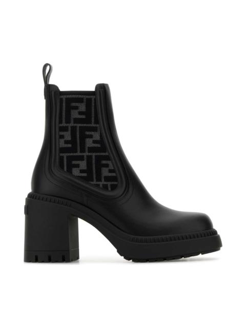 Black Leather Domino Ankle Boots