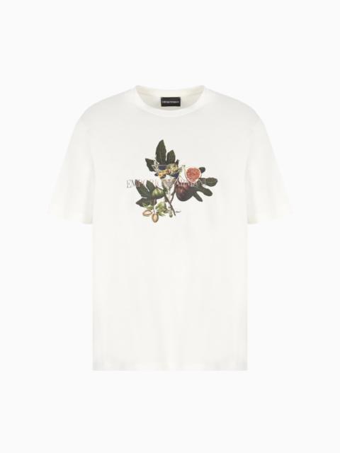 EMPORIO ARMANI ASV JERSEY T-SHIRT WITH GOBLET AND FOLIAGE PRINT