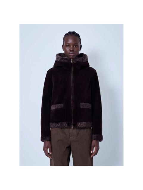 Moncler MONCLER Leuctre Dark Brown Shearling Short Down Jacket New &