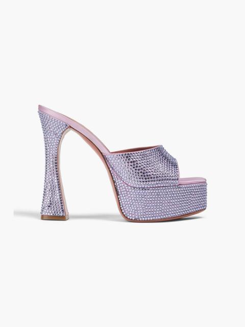 Amina Muaddi Dalida crystal-embellished satin platform mules