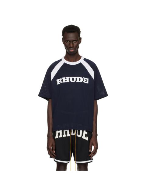 Rhude Navy & White Racing Logo Mesh T-shirt