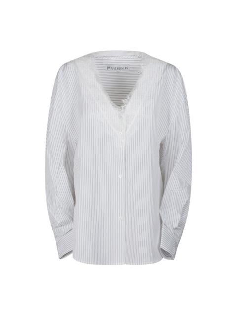 V NECK LACE TRIM SHIRT