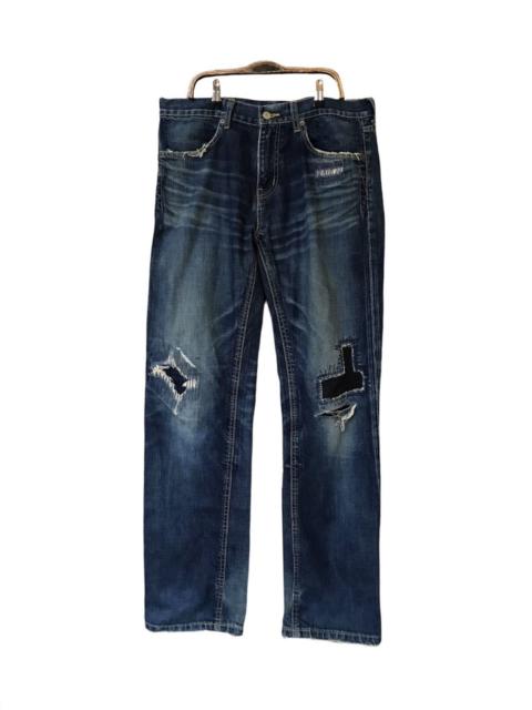 Other Designers Distressed Denim - Japanese Mackdaddy Brand Sashiko Patchwork Distressed Jeans