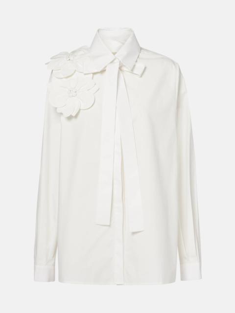ELIE SAAB Floral-appliqué cotton poplin shirt