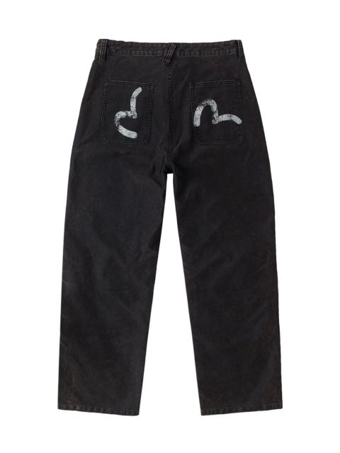 EVISU Seagull Print and Multi-Pocket Regular Fit Cargo Pants
