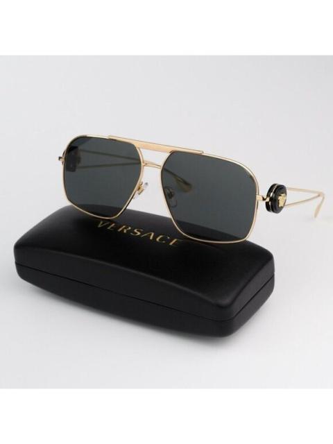 VERSACE NEW Versace VE2269 100287 Gold Dark Grey Pilot Unisex Sunglasses VE 2269