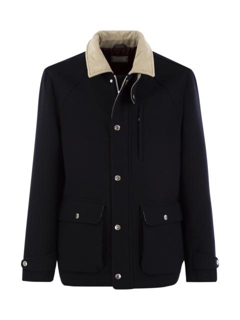 Brunello Cucinelli Outerwear In Beaver Double Wool With Corduroy Inserts