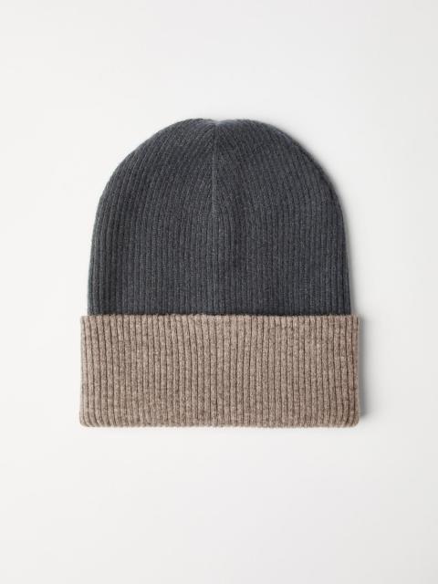Brunello Cucinelli Cashmere double knit ribbed beanie