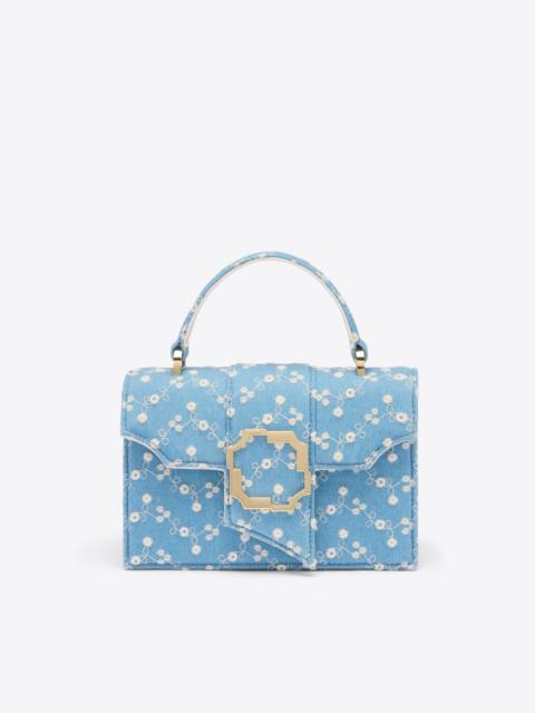 MALONE SOULIERS Audrey Blue Floral Denim Mini Handbag