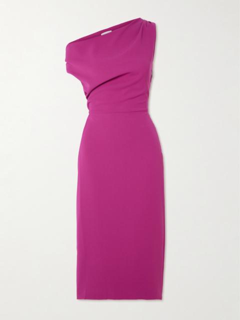16ARLINGTON Kira One-shoulder Draped Crepe Midi Dress