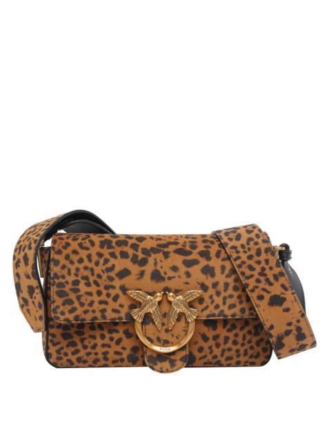 PINKO Pinko Mini Leopard Suede Slouchy Bag