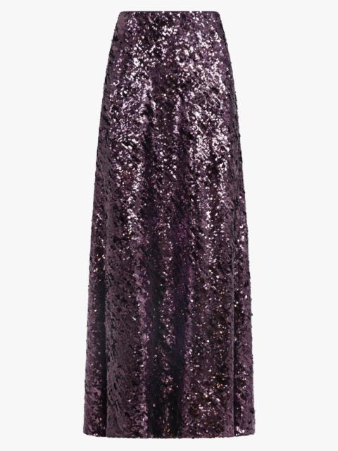 rabanne SEQUIN FLOW MIDI SKIRT | DEEP PURPLE