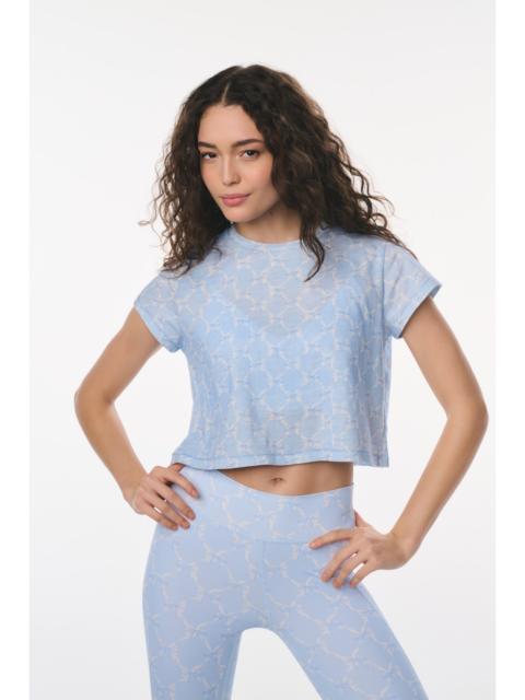 LoveShackFancy Rubin Bow Print Cropped Tee