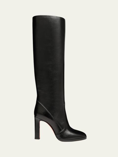 Santoni Andy Leather Stiletto Knee Boots