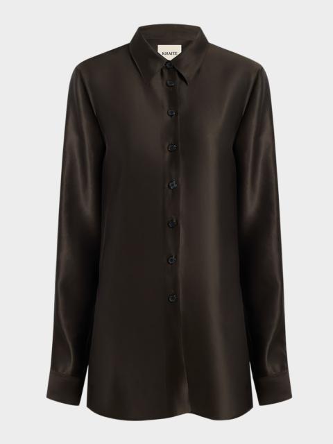 KHAITE Auryn Button-Down Twill Top