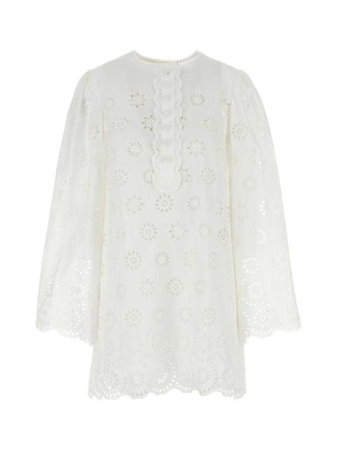 Chloé Chloe Women White Broderie Anglaise Mini Dress