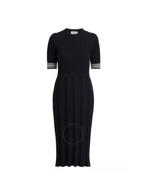 Thom Browne Thom Browne Ladies Cotton Pleated Cricket Striped Cable Dress