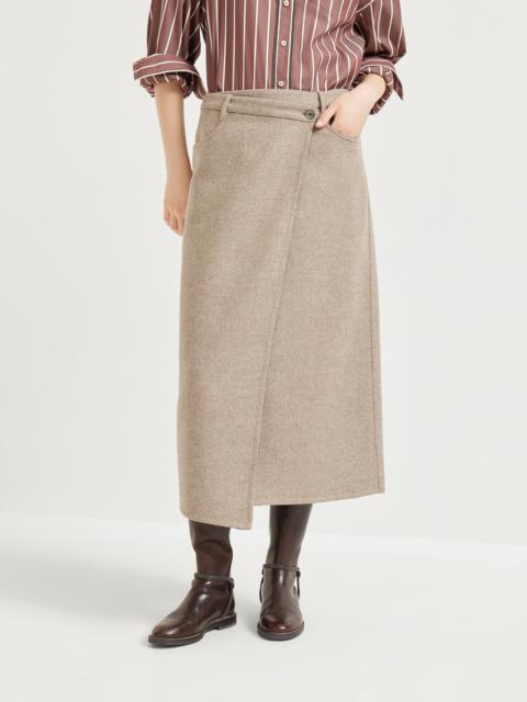 Brunello Cucinelli Hand-crafted wrapped skirt in virgin wool double cloth