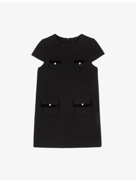 maje Collared Short-Sleeve Stretch-Tweed Mini Dress