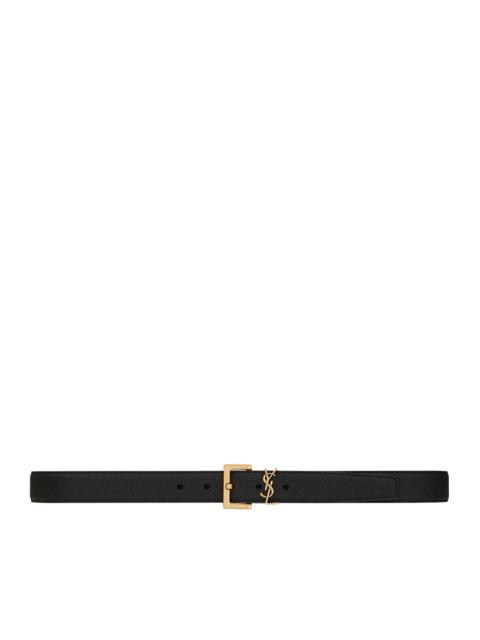 SAINT LAURENT Saint Laurent Men Cassandre Hammered Leather Belt With Square Buckle