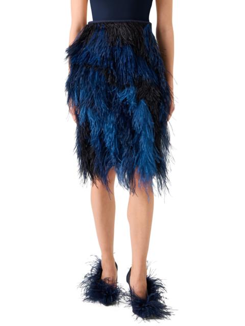 AKRIS Akris Feather Front Wool Blend Pencil Skirt in Navy at Nordstrom