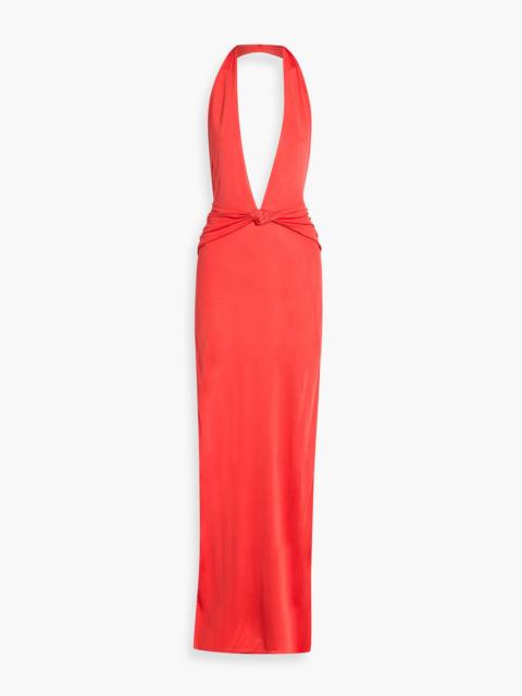 RETROFÊTE Corralee open-back jersey halterneck maxi dress