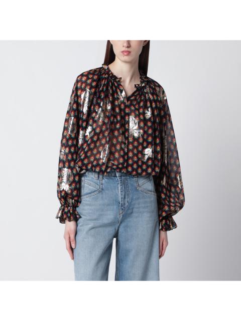 Etro Etro Black Silk Shirt With Fil Coupe Roses Women