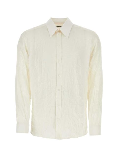 Dolce & Gabbana Dolce & Gabbana Men Ivory Stretch Silk Shirt