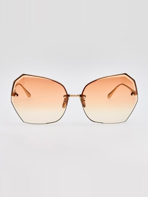 LINDA FARROW Lila Sunglasses in Camel and Gold