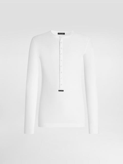 Dolce & Gabbana Cotton serafino t-shirt with label