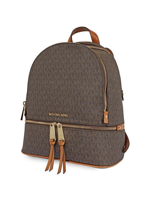 Michael Kors - Michael Kors Rhea Medium Logo Print Backpack - Brown