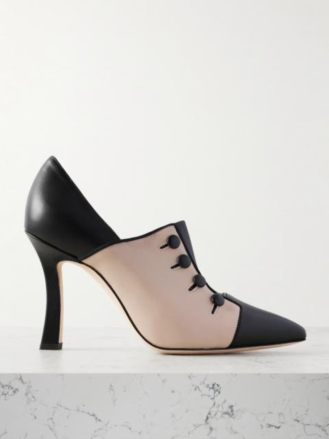 Manolo Blahnik Sisygambis 105 Button-embellished Two-tone Leather Pumps