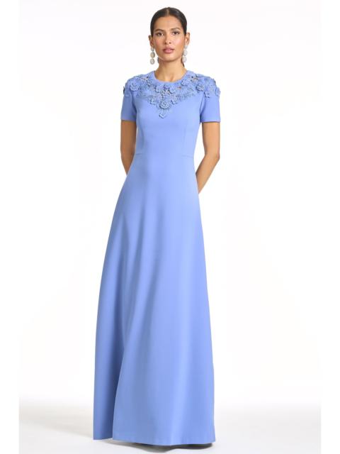 SACHIN & BABI EMBROIDERED ARUNA GOWN - DEEP PERIWINKLE