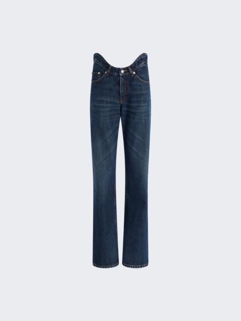 Jean Paul Gaultier Curvy Waistband Straight Leg Jeans Indigo