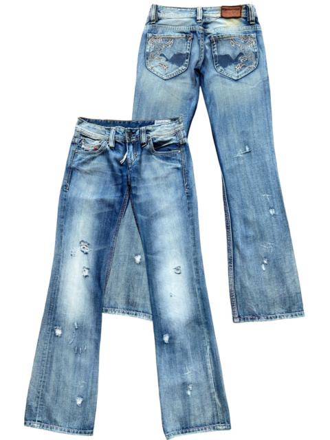 Diesel Leather Distressed Flare Lowrise Bootcut Jeans 30x33