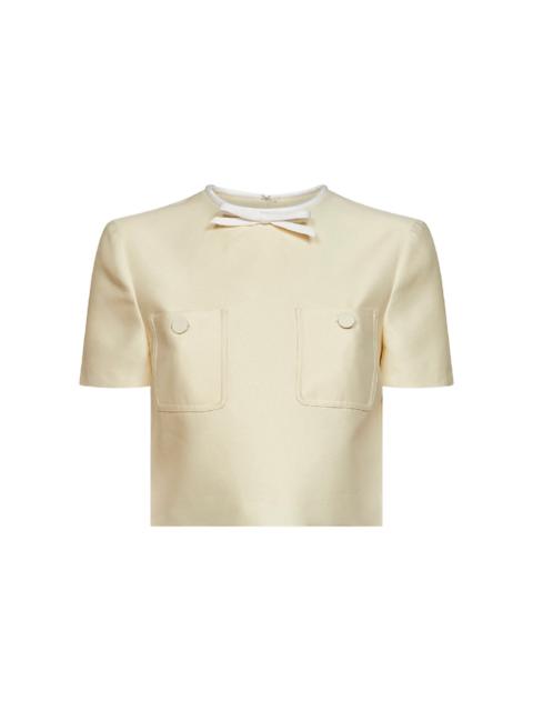 self-portrait Self Portrait Women Yellow Taffeta Cropped Top With Bow Detail