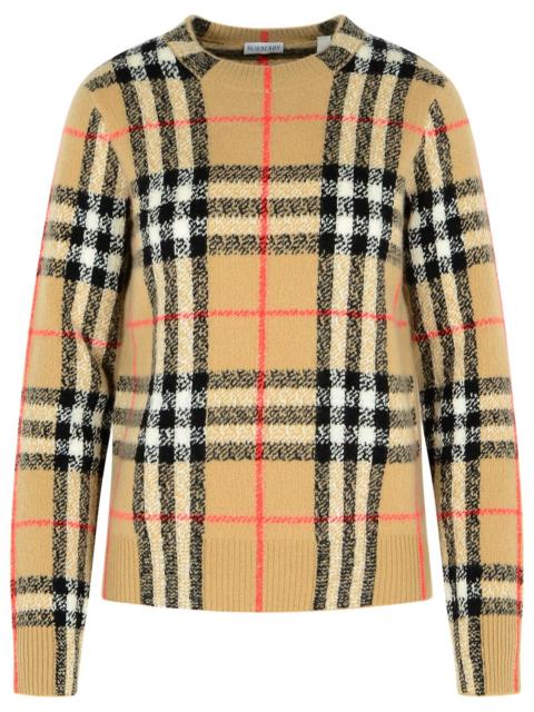 Burberry Burberry 'Constance Check' Beige Cashmere And Wool Sweater Women